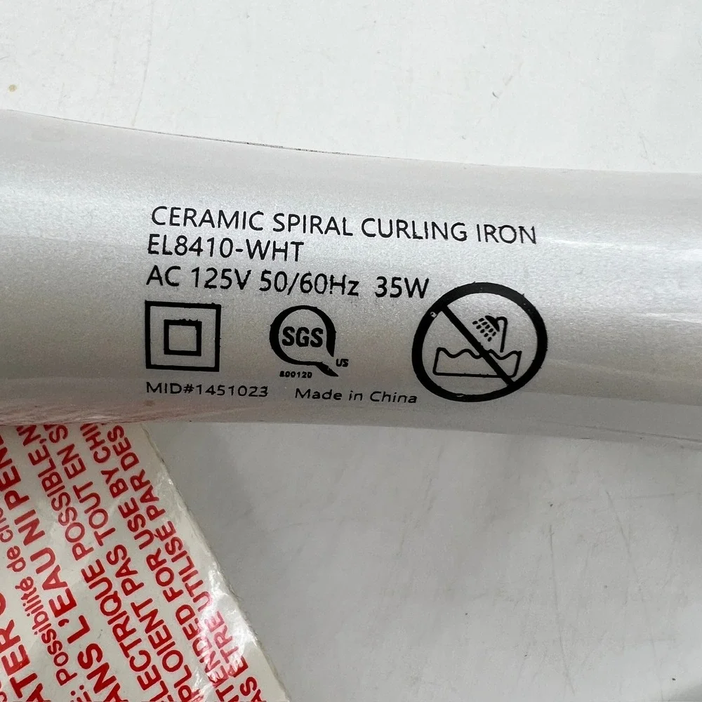 Elle Ceramic Spiral Curling Iron 32mm White Gold EL8410-WHT Hair Styler